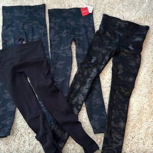 SPANX Women's Black & Charcoal Camo High-Waist Leggings Bundle